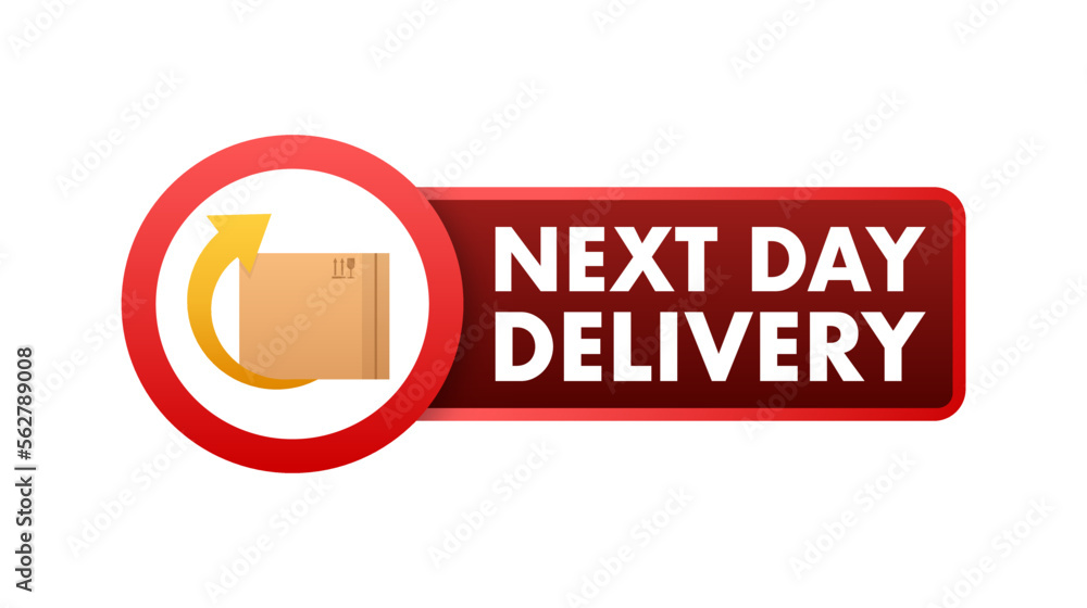 Next day delivery sign, label. Vector stock illustration Stock