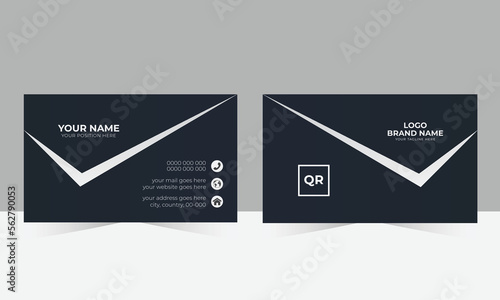 Simple Business Card Template Design, Black White Colors - vector