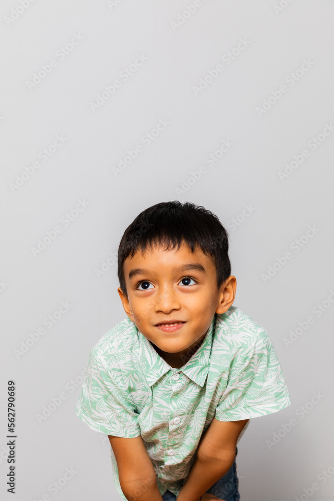 Cute little boy in casual outfit on background Cute little boy in casual outfit on background