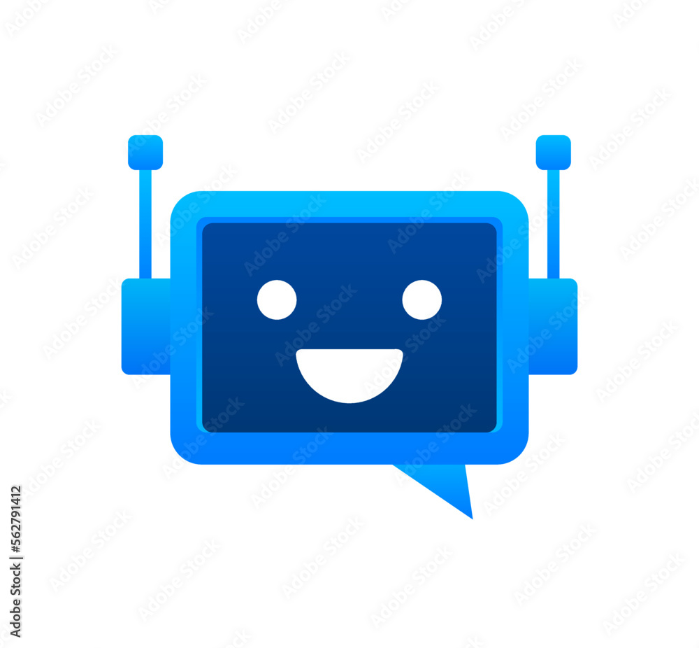 Chat Bot Using Laptop Computer, Robot Virtual Assistance Of Website Or Mobile Applications. Voice support service bot. Online support bot. Vector illustration. Chat Bot Using Laptop Computer, Robot Virtual Assistance Of Website Or Mobile Applications. Voice support service bot. Online support bot. Vector illustration.