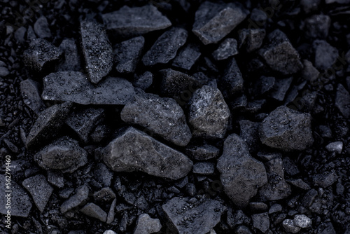 Natural black coals for background. Industrial coals. Heap of black coal, closeup view. Mineral deposits. Coal Mine, Black Color, Coal lumps.