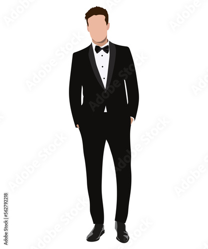 A man in a business suit on a white background. Vector illustration in flat style