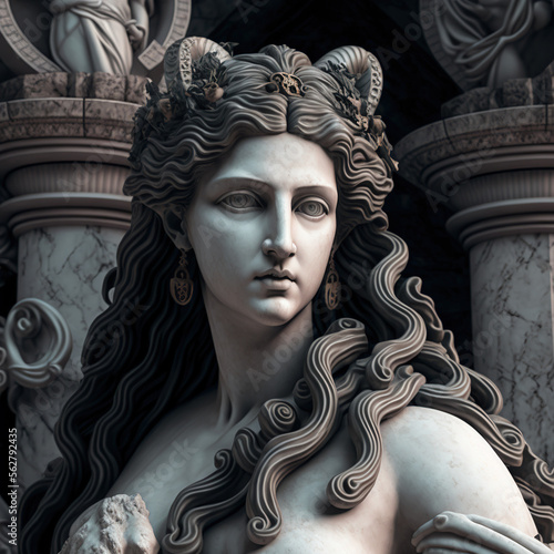 Medusa Statue, Marble Statue, Ancient, Generative AI