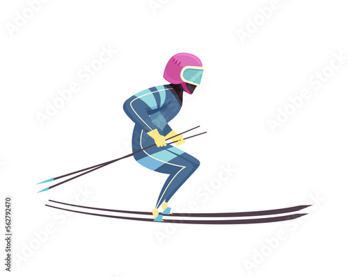 Skiing Flat Illustration