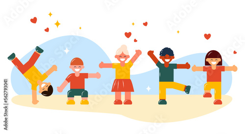 International Day of Happiness. Happy children. International friendship day