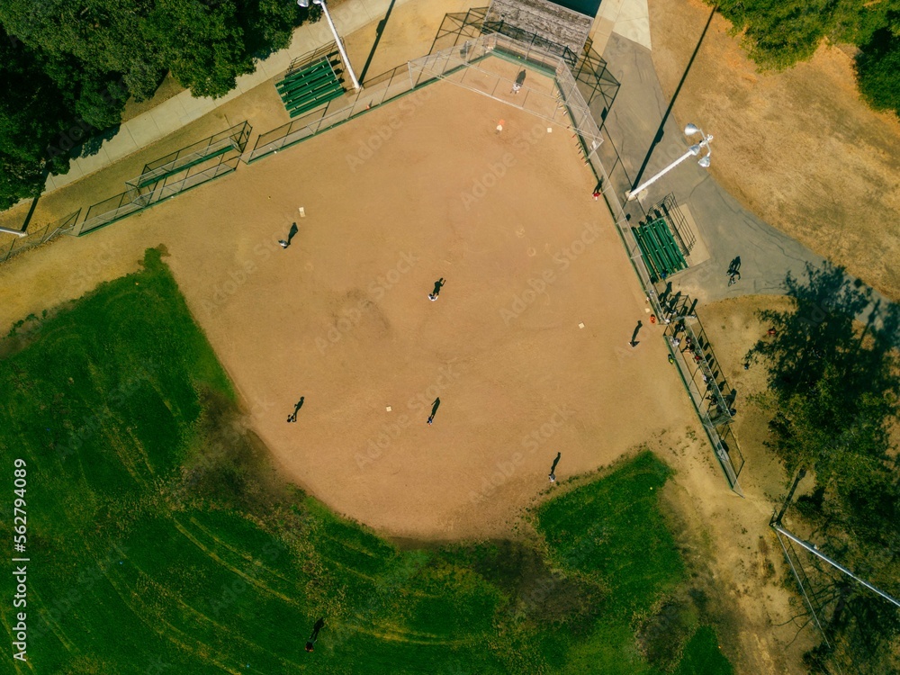 Aerial View of Monta Vista Park of Cupertino, CA - obrazy, fototapety, plakaty 