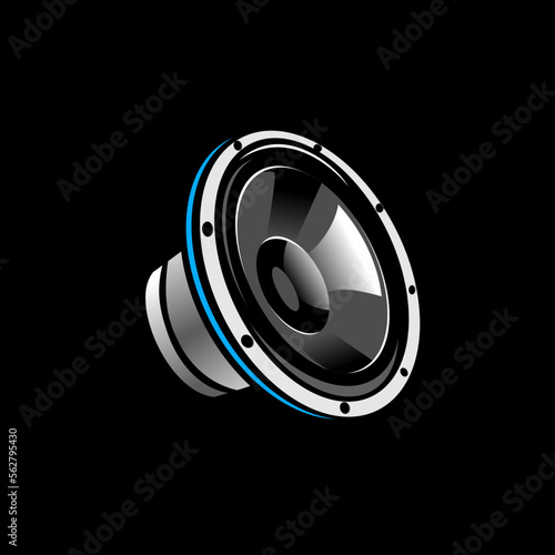 Subwoofer for home and car audio systems. Vector illustration.