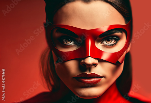 Super hero woman wearing a mask. Generative ai