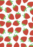 Abstract background with fruit print. Bright colored Strawberry Vector Illustration. Wallpaper template in pastel colores