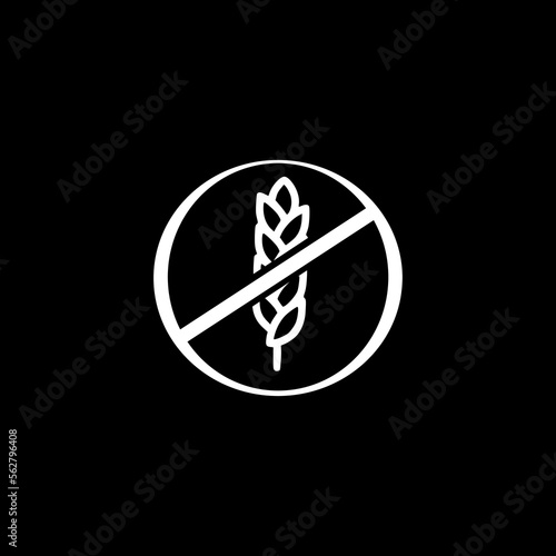 Gluten free food package illustration icon on black