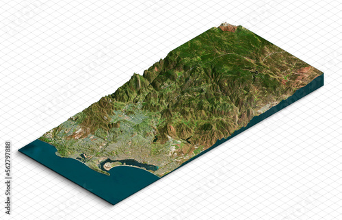 3d model of San Diego, City in California USA. Isometric map virtual terrain 3d for infographic photo