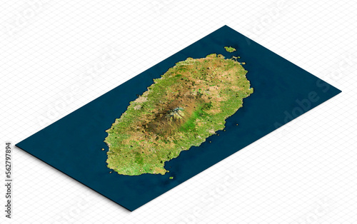 3d model of Jeju Island, South Korea. Isometric map virtual terrain 3d for infographic