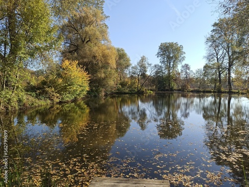 OSTRAVA, Czech Republic - October 18, 2022 Protected area CHKO Poodří, Odra river (Slepé rameno Odry). photo