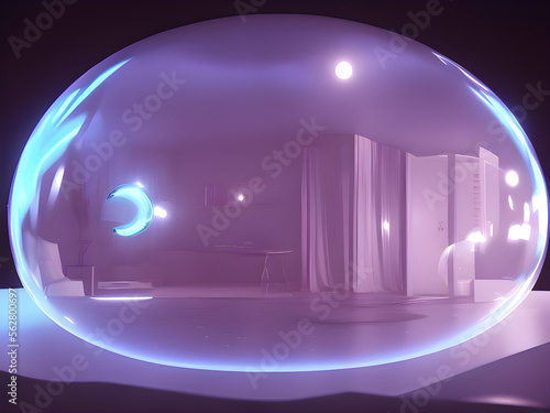 High tech reflective purple blob ai generative