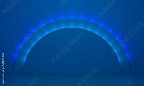 Fototapeta Naklejka Na Ścianę i Meble -  Blue 3d background. Product display presentation. Bright blue spotlighting. 3d render