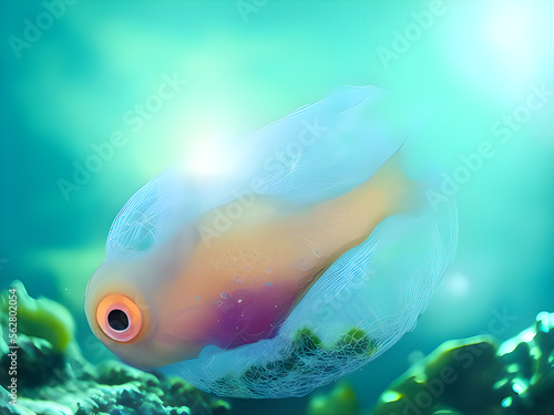 Alien fish underwater ocean and coral ai generative