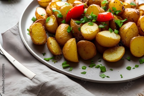 boiled potatoes with parsley - Genrate AI photo