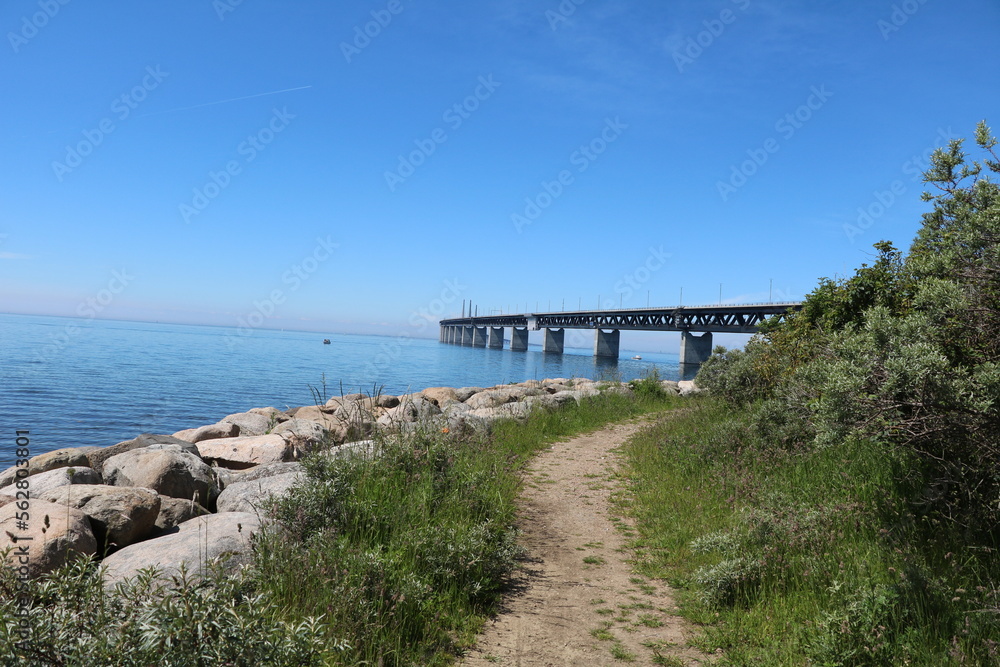 Landscape around Öresund Bridge at the Baltic Sea, Sweden