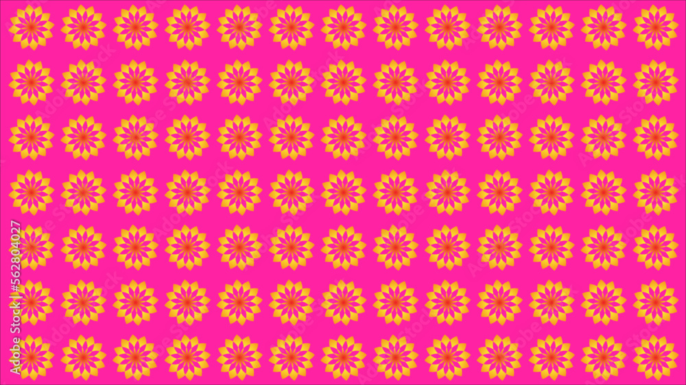 illustration with flower pattern shape on magenta background
