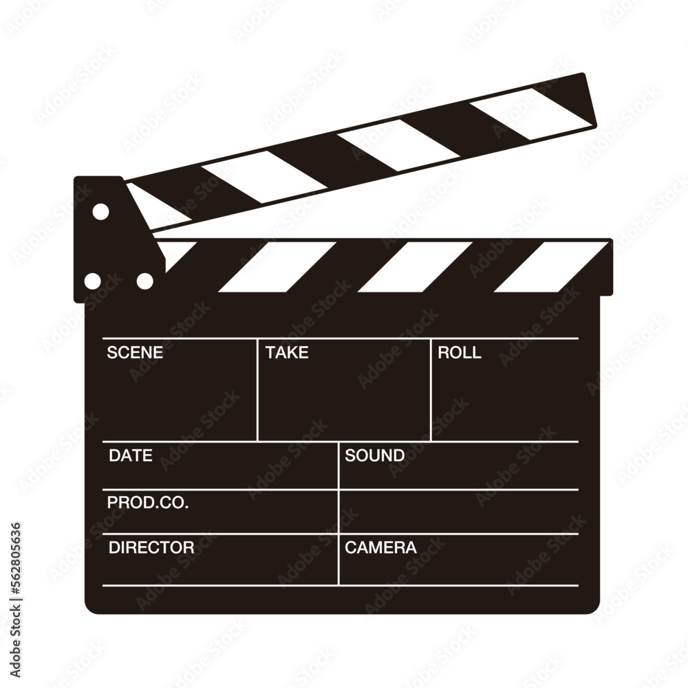 Movie production clapperboard black, vector illustration
