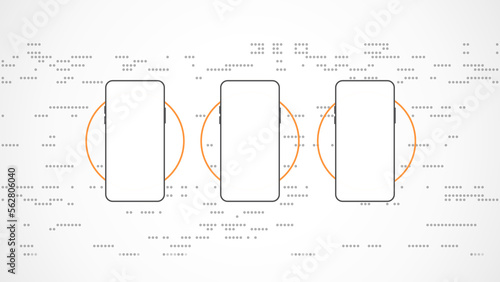 mobile phone technology background abstract. technology with line digital color grey, orange, dot, hi-tech, vector. circle technological for web banner, background, wallpaper, structure, object. 