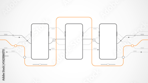 mobile phone technology background abstract. technology with line digital color grey, orange, dot, hi-tech, vector. circle technological for web banner, background, wallpaper, structure, object. 