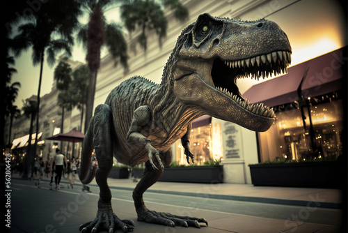 a T-Rex in a shopping mile - generative AI © Martin