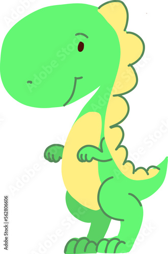 Dinosaur green color cartoon illustration.