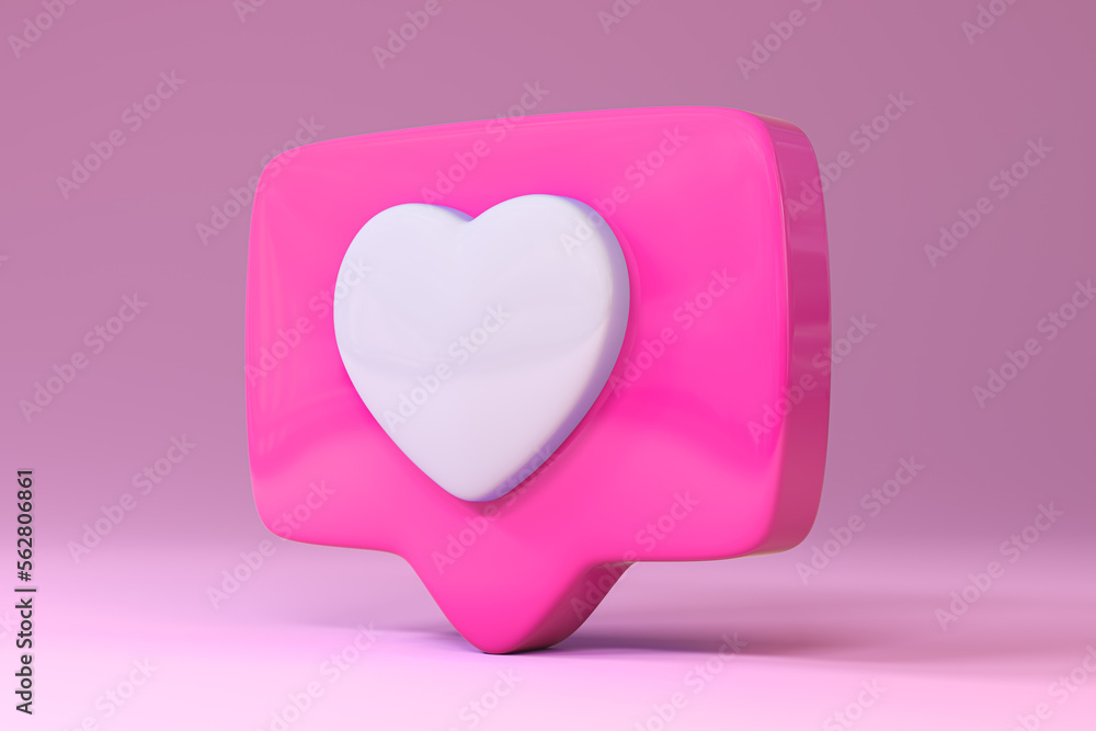 3d cartoon colorful heart, isolated on light pink background. Suitable for Valentine's Day and Mother's Day decoration.