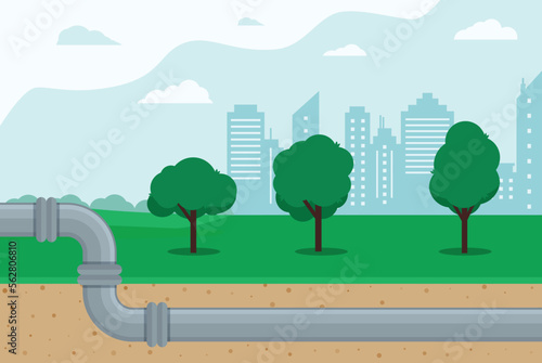 Pipeline for various purposes. City engineering network. Underground part of system. Isolated Illustration vector