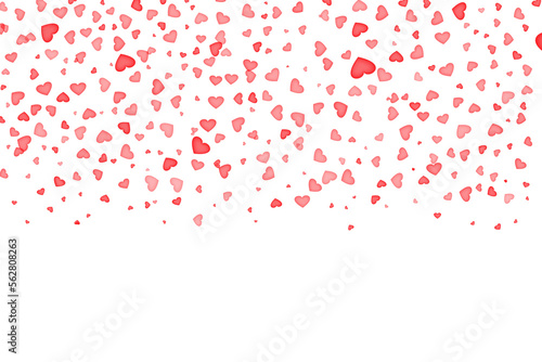 Abstract background - red hearts on a white background flying from top to bottom.