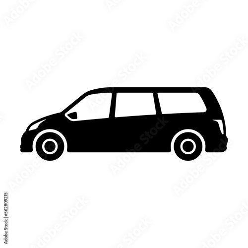 Minivan icon. Black silhouette. Side view. Vector simple flat graphic illustration. Isolated object on a white background. Isolate.