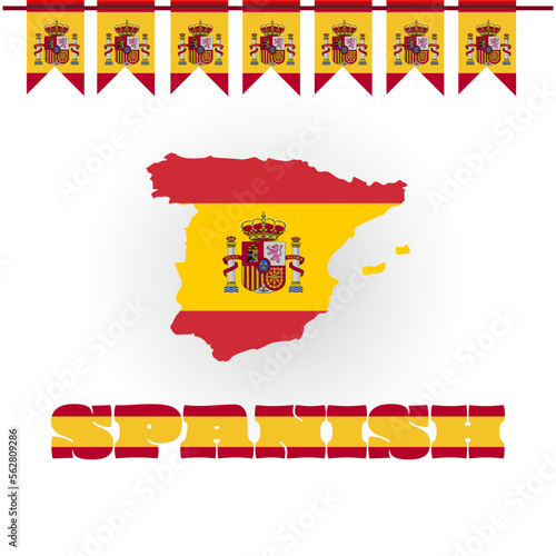 Spain map, Spain flag, vector illustration
