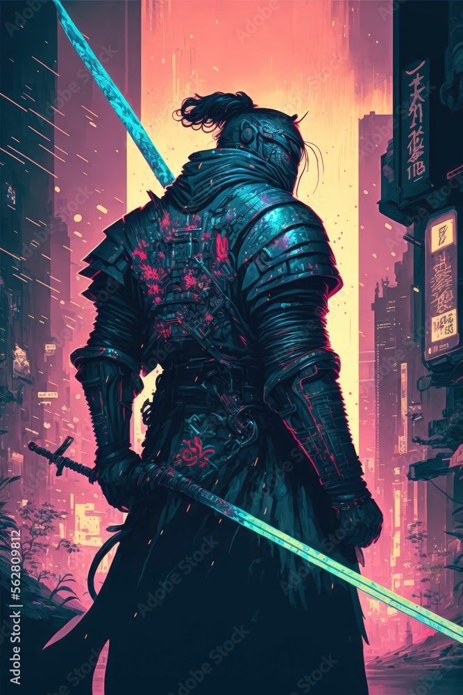 Fototapeta premium knight in cyberpunk