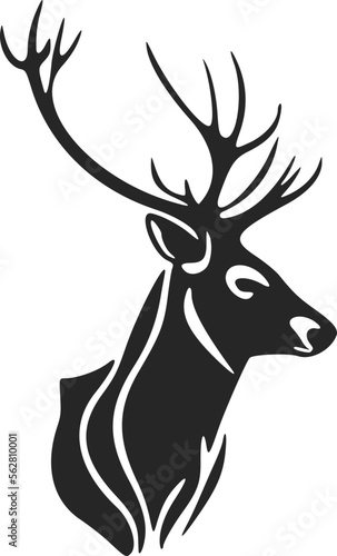 Minimalistic black and white vector logo for a technology company featuring a deer with antlers.