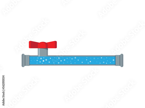 A vector stock illustration with clogged pipe and trash inside isolated on a white background. The sectional pipe is blocked, water sludge. A flat stock illustration as a concept of plumbing problems