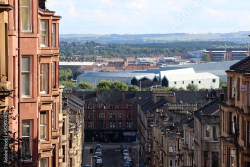 Looking down Gardner Street, Glasgow, towards the River Clyde.