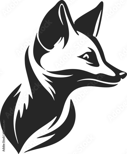 Simple and elegant black and white fox vector logo.