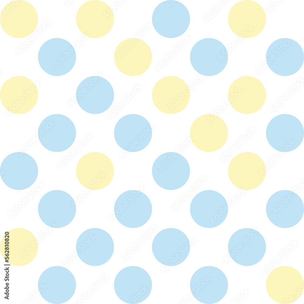 White, yellow, and blue pastel polka Dot seamless pattern background. Vector illustration.