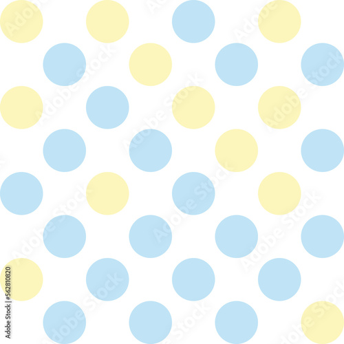 White, yellow, and blue pastel polka Dot seamless pattern background. Vector illustration.