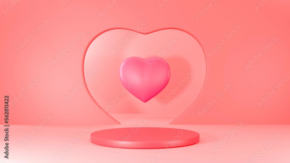 love february 3d podium valentines day happy valentines day pink background product display background