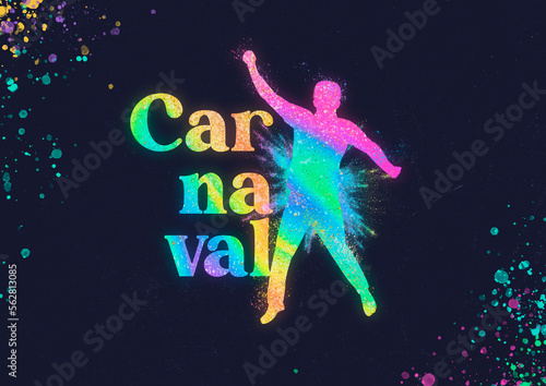 Carnaval 2023 Splash Logo Texto Glitter Silhueta Colorido Arco-íris photo
