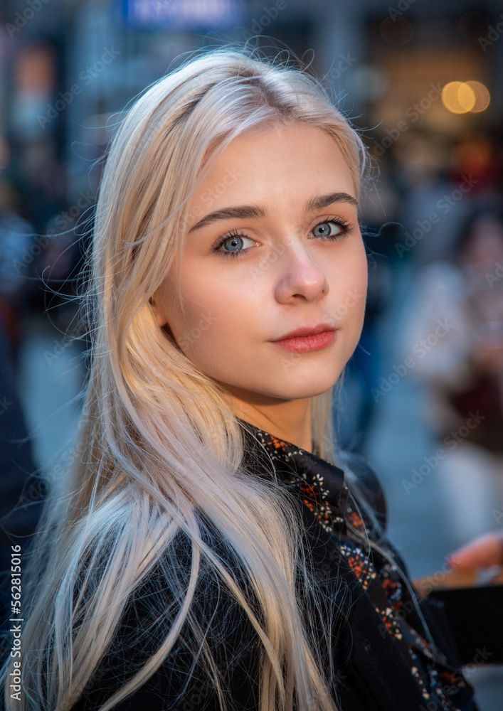 young woman on the street of the Vienna, Austria