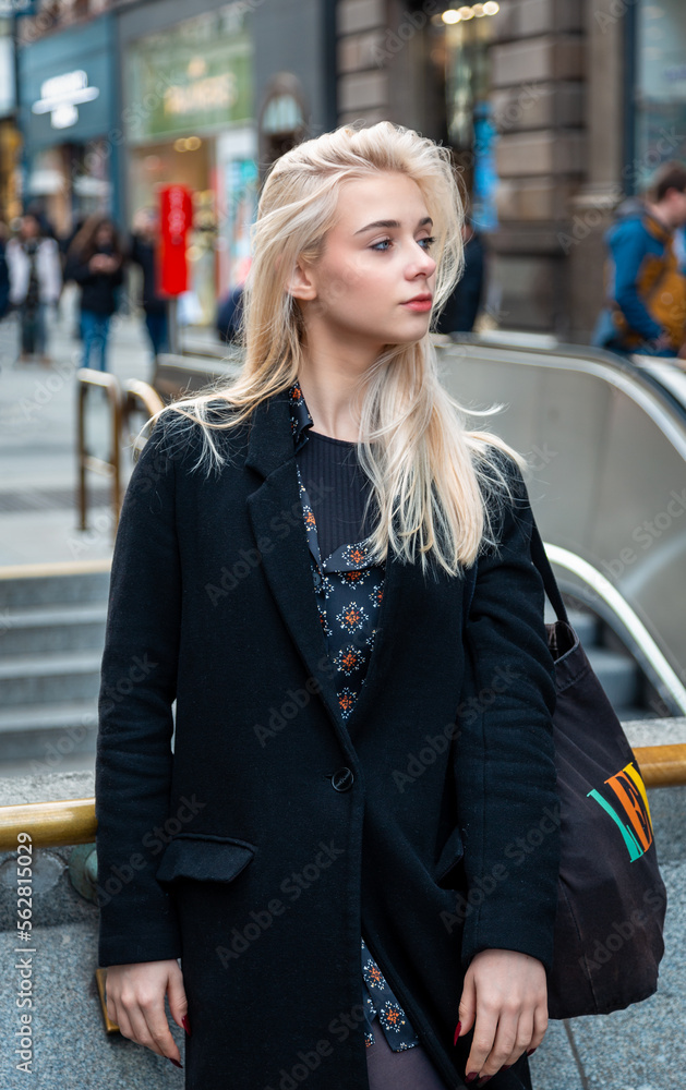 young woman on the street of the Vienna, Austria young woman on the street of the Vienna, Austria