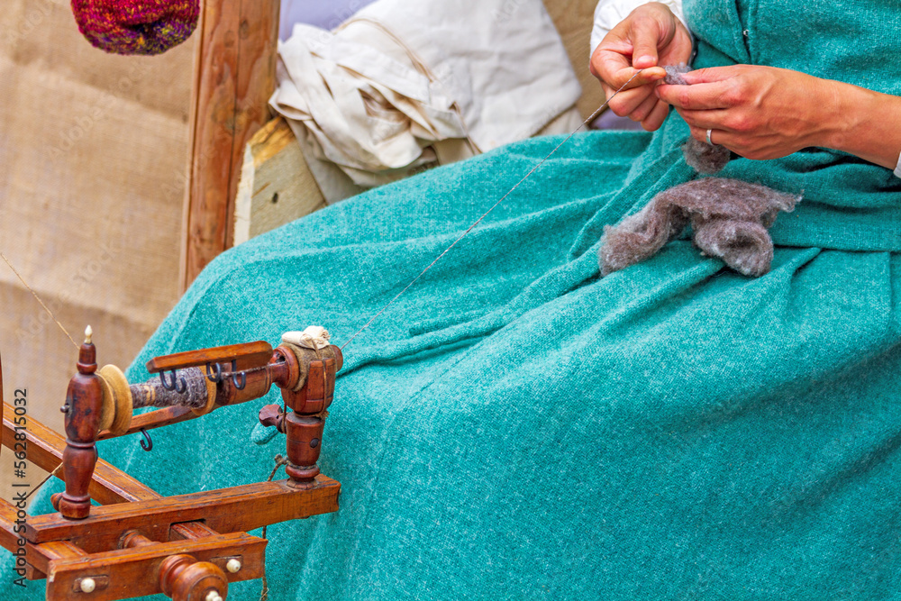 Spinnrad - ALLGÄU - Handwerk - spinnen - Spindel Stock Photo | Adobe Stock