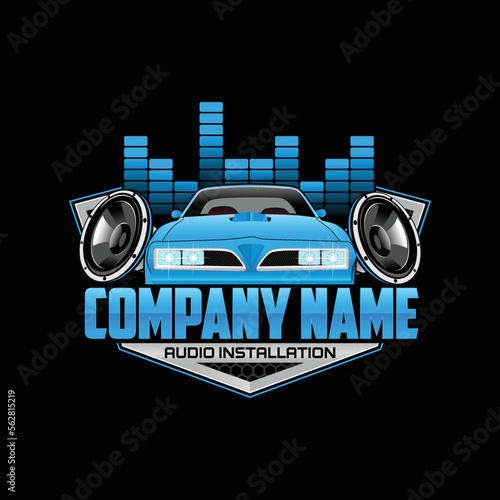Modern car audio installation service logo
