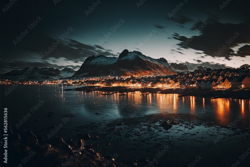 Norwegian Coastal Landscape. Bodø As Generated By Artificial Intelligence. Generative AI.
