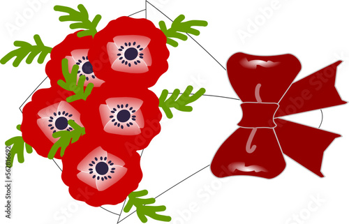 赤いアネモネの花束