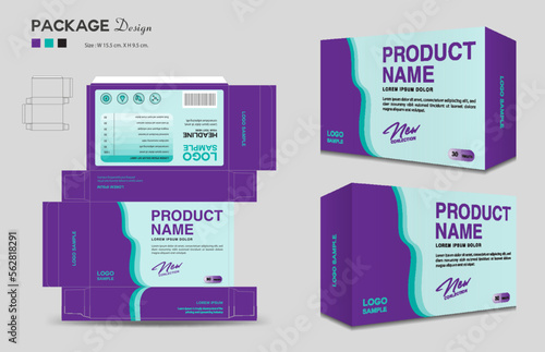 Supplements and Cosmetic box design, Package design template, box outline, Box Packaging design, Label design, healthcare label, packaging design creative idea vector, realistic mock-up
