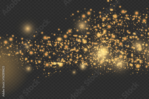 The dust sparks and golden stars shine with special light.